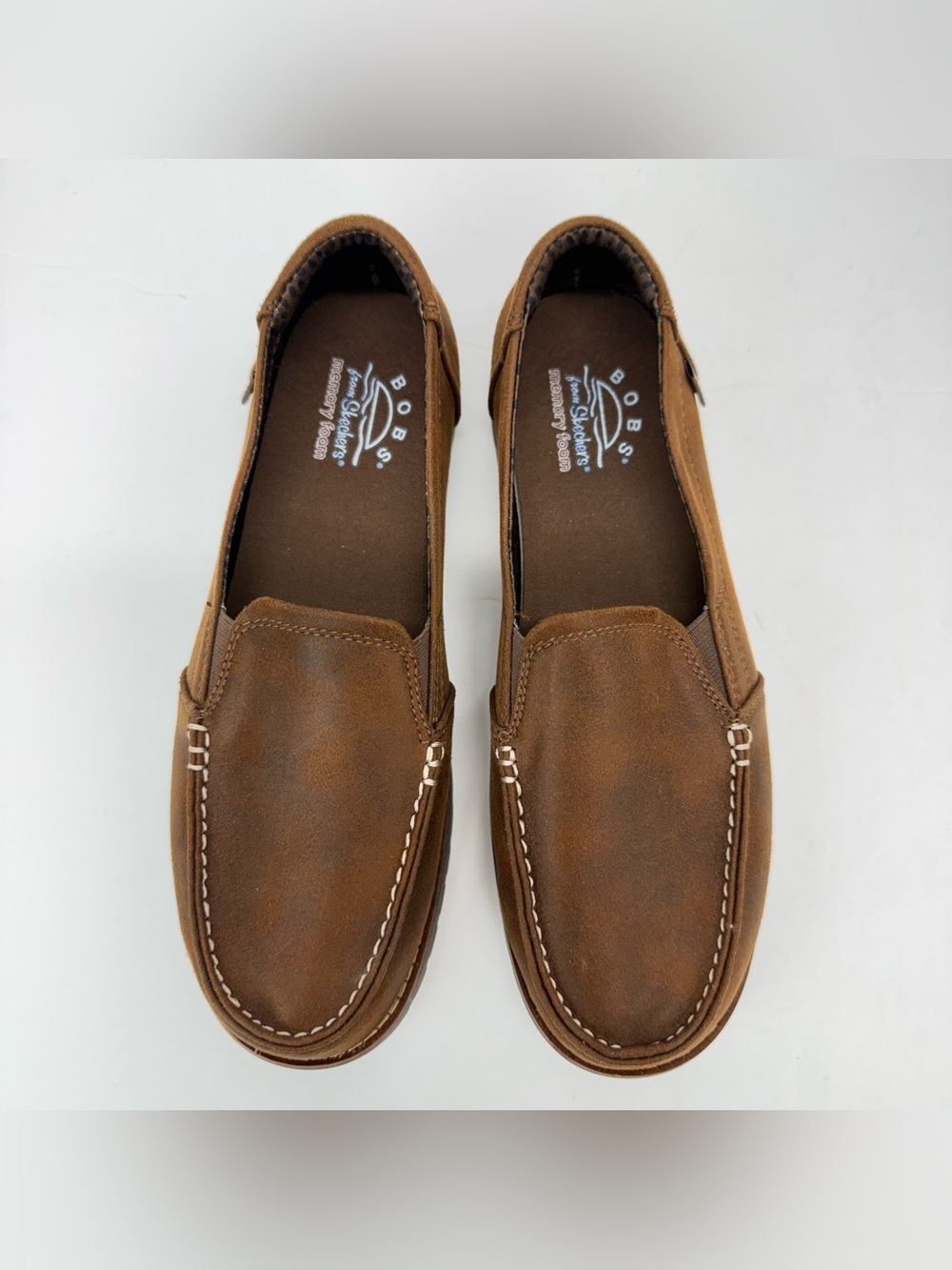 BOBS from Skechers size 8 Women’s Brown Faux Leather Chill Lugs Loafers Shoes - Picture 3 of 8